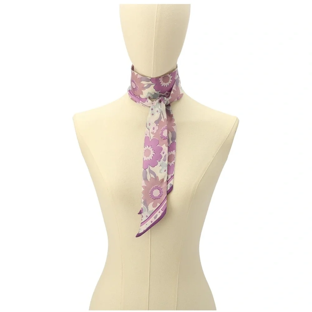Coach Laurel Floral Silk Skinny Scarf | Twilly Neck or Handbag Scarf NWT